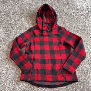 The North Face Crescent Hoodie Buffalo Plaid Women Size Medium Toggle Buttons
